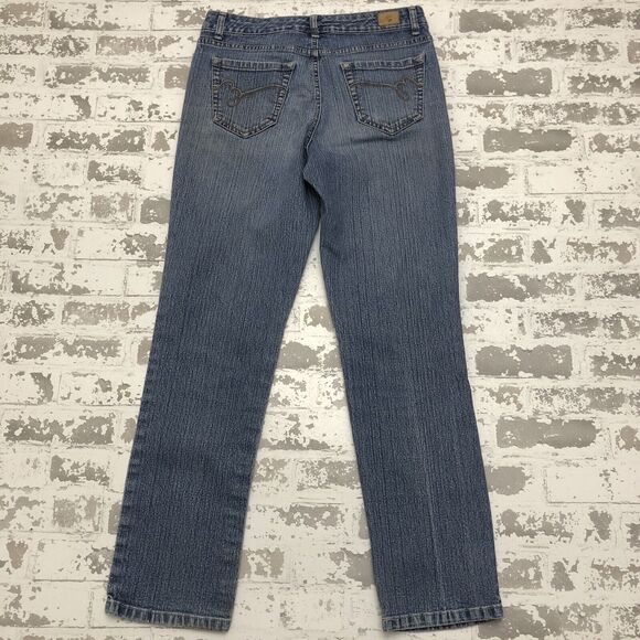 BANDOLINOBLU Mandie Jeans Womens 8 Straight Leg W30-L29 Embroidered Stretch - Picture 1 of 12